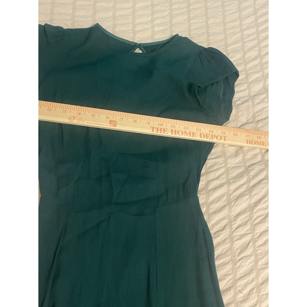 Reformation Gavin in Dark Green Cutout Back Side Slit Crepe Midi Dress  Size 0 - Picture 9 of 13